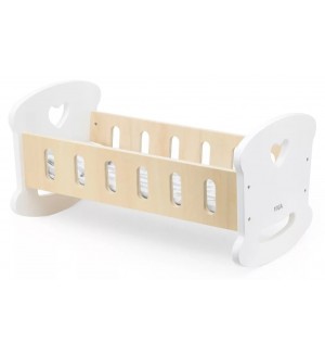 Дървена люлка за кукли Viga Toys - Със сърце, за кукли до 50 cm