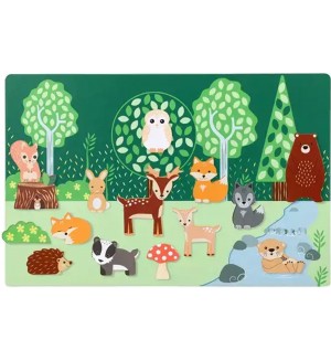 Дървена магнитна дъска Orange Tree Toys - Горски животни