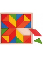 Дървена мозайка Bigjigs - С геометрични фигури, 24 части