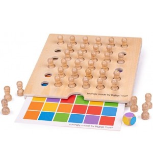 Дървена настолна игра за памет Bigjigs - Цветно мемо
