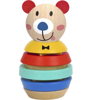 Дървена низанка Tooky Toy - Сортер с форми, Палавото мече