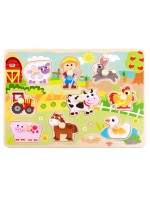 Дървена образователна дъска Tooky Toy - Ферма
