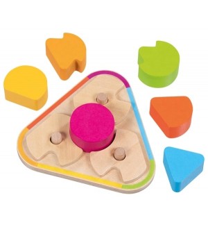 Дървена образователна игра Goki - Find the shape, 7 части