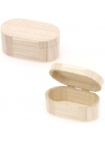 Дървена овална кутия Ем Арт - 15 x 8 x 6 cm