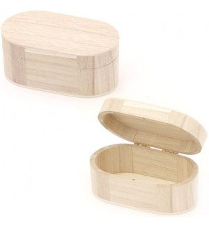 Дървена овална кутия Ем Арт - 15 x 8 x 6 cm