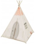 Дървена палатка за игра с мека подложка KikkaBoo - Beige House