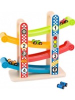 Дървена писта Tooky toy, с 4 колички