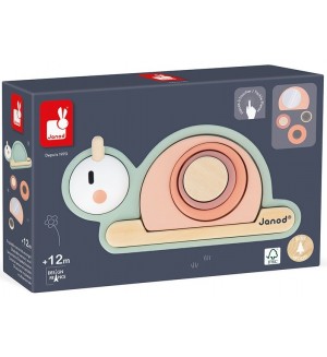 Дървена сензорна игра Janod - Охлюв