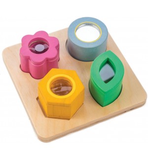 Дървена сензорна играчка Tender Leaf Toys - Пъзел с оптични елементи