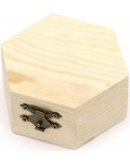 Дървена шестоъгълна кутия Ем Арт - 9 х 8 x 4 cm