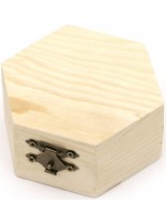 Дървена шестоъгълна кутия Ем Арт - 9 х 8 x 4 cm
