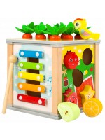 Дървена сортер Kruzzel - Образователно кубче с плодове и зеленчуци