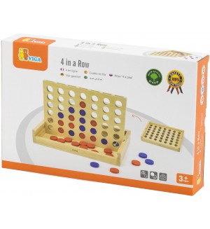 Дървена стратегическа игра Viga Toys – Четири жетона в една линия