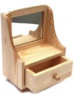 Дървена тоалетка с огледало и чекмедже Ем Арт - 12 x 15.5 x 7.2 cm