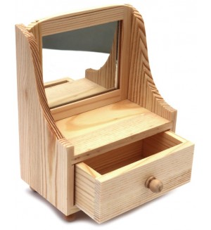Дървена тоалетка с огледало и чекмедже Ем Арт - 12 x 15.5 x 7.2 cm