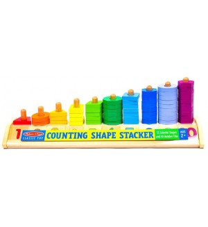 Дървена цветна низанка Melissa & Doug - С цифри и форми
