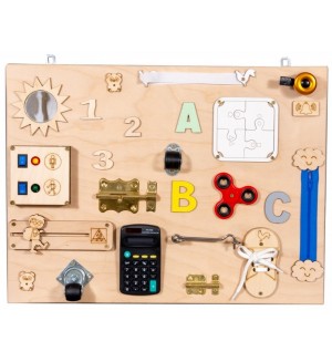 Дървена занимателна Монтесори сензорна дъска Moni Toys