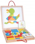 Образователен комплект Lelin - Дървени магнитни форми и цветове, в куфар