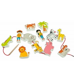Дървени фигури за нанизване Andreu Toys - Джунгла