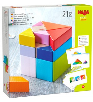 Дървени кубчета Haba - Танграм, 21 части