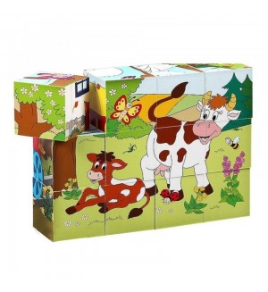 Дървени кубчета Woody Веселото влакче – Животни и сезони