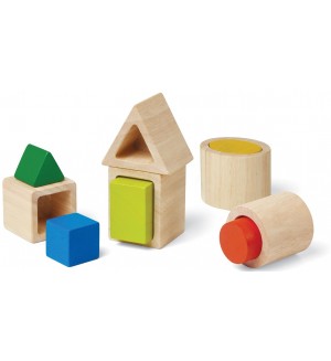 Дървени кубчета за редене и сортиране PlanToys 