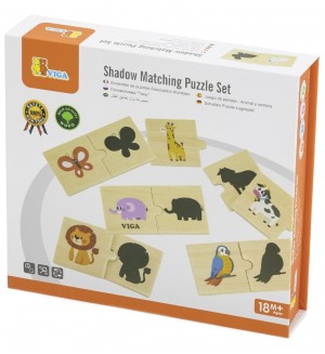 Дървени пъзел Viga Toys - Животни и техните сенки 
