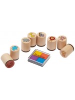 Дървени печати Goki - Диви животни с цветен тампон