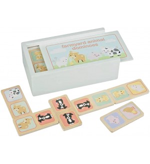 Дървено домино Orange Tree Toys - Фермерски животни, 28 части