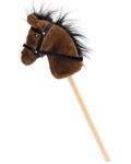 Дървено конче за яздене Faunica - Бони, с дълга дръжка, тъмнокафяво