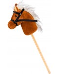 Дървено конче за яздене Faunica - Скарлет, с дълга дръжка, светлокафяво