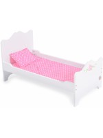 Дървено легло за кукла Moni Toys - B019, бяло 