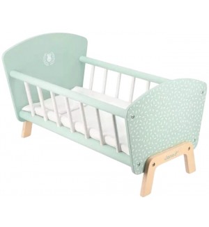 Дървено легло за кукли Janod - Zen, зелено