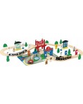  Дървено влакче с релси Acool Toy - Моят град, 80 елемента