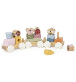 Дървено влакче Viga Toys PolarB - Цветна градина