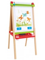 Дъска за рисуване 3 в 1 Hape International - Стативът на малкия художник, 18 части