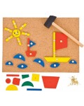 Детска дървена игра Bigjigs - Мозайка с чукче и пинчета