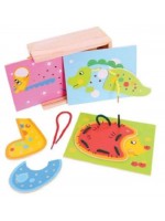 Детска дървена играчка Bigjigs - Игра с връзки в кутия