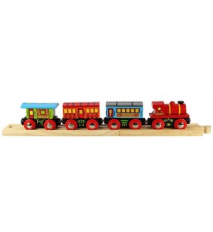 Детска дървена играчка Bigjigs - Пътнически влак