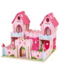 Детска дървена играчка Bigjigs - Замъкът на приказките, розов