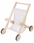 Детска дървена количка за кукли Ginger Home - С мек текстилен кош