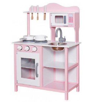 Детска дървена кухня Ginger Home - С аксесоари, розова