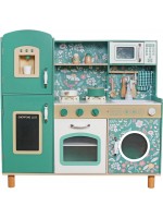 Детска дървена кухня Ginger Home - С функции и аксесоари, зелена