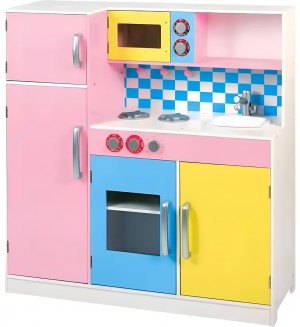 Детска дървена кухня Ginger Home - С хладилник, фурна и микровълнова, 90 cm