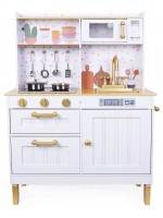 Детска дървена кухня с аксесоари Moni Toys - Бяла