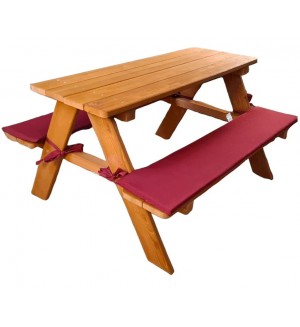 Детска дървена маса за пикник Ginger Home - С пейка и меки възглавници