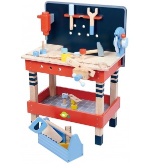 Детска дървена работилница Tender Leaf Toys - С инструменти, 19 части