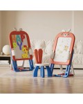 Детска дъска 2 в 1 Feelkids - С конструктор и стол, 60 части, червено зайче