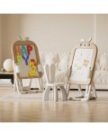 Детска дъска 2 в 1 Feelkids - С конструктор и стол, 60 части, кафяво зайче
