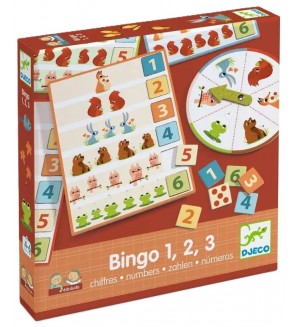 Детска игра Djeco - Бинго, Горски животни и числа